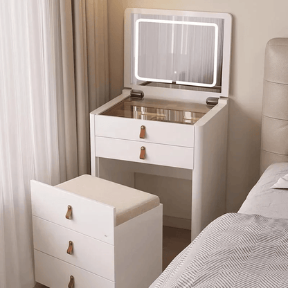 Ivory – Sminkbord med fällbar spegel
