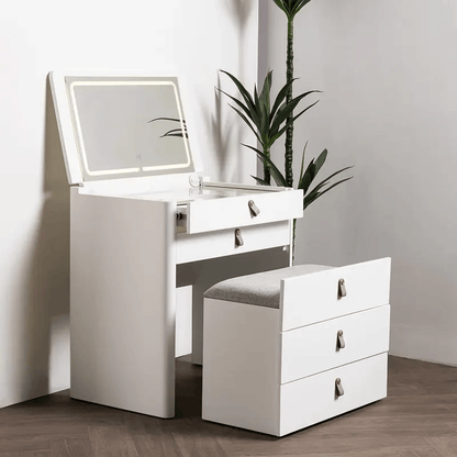 Ivory – Sminkbord med fällbar spegel