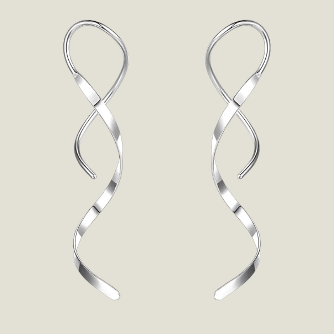 Silvervind - Moderna spiralformade örhängen i blankpolerat silver