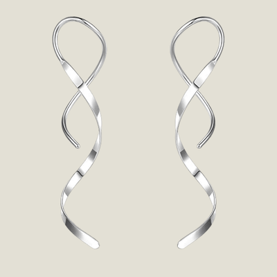 Silvervind - Moderna spiralformade örhängen i blankpolerat silver