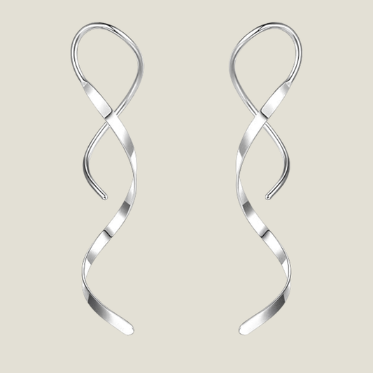 Silvervind - Moderna spiralformade örhängen i blankpolerat silver